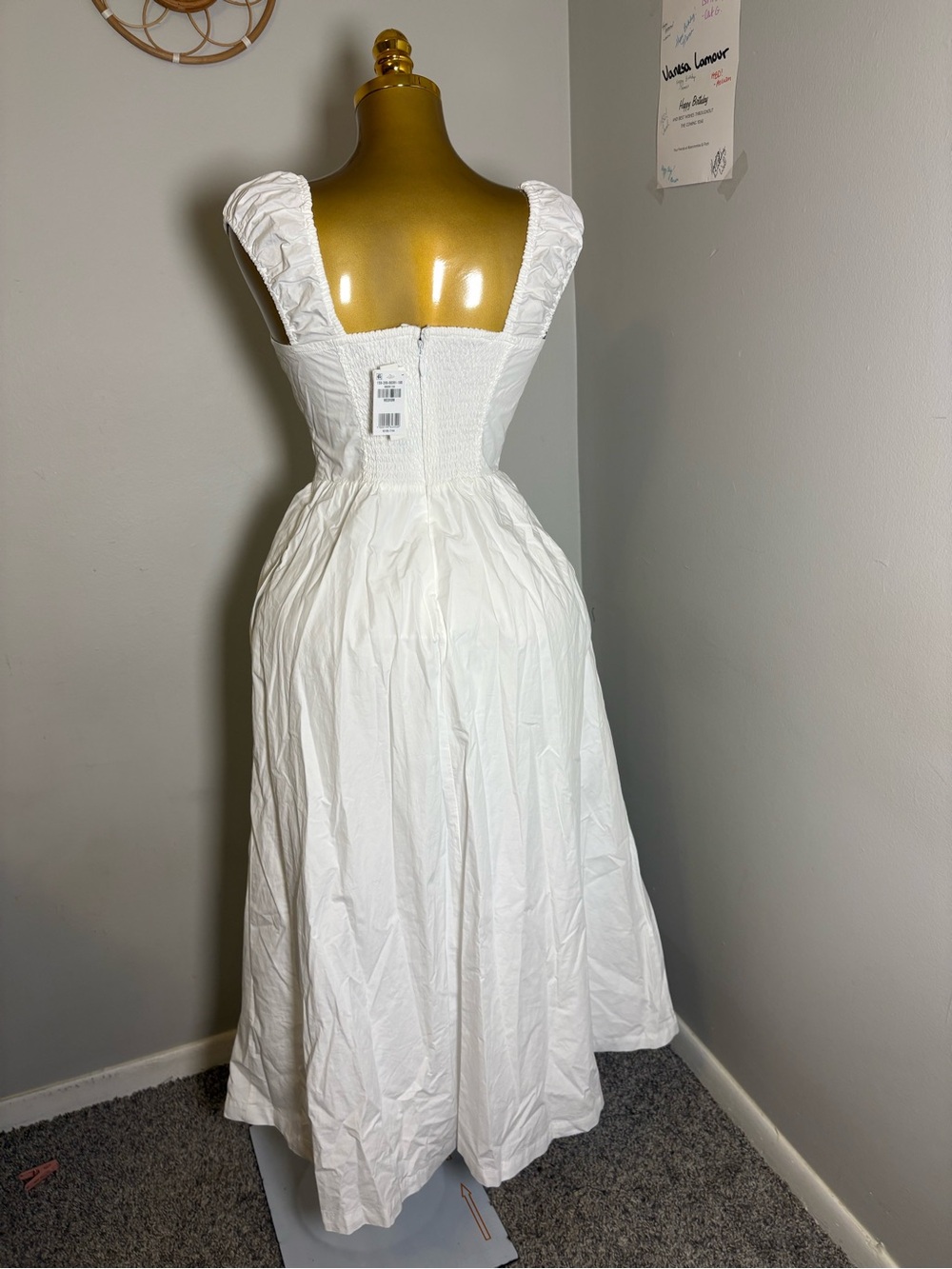 Abercrombie&Fitch 100% CottonBra-Free Cap Sleeve Dipped Waist Midi Dress - Picture 6 of 6